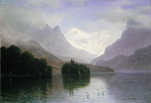 Albert Bierstadt Oil Painting Mountain Scene - Click Image to Close